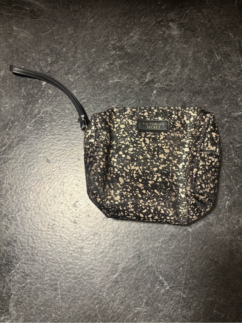 Victoria's Secret Black Wristlet Pouch with Gold Speckle